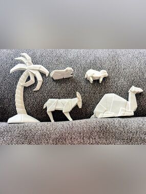 RARE One Hundred 80 Degrees Origami Nativity Animal & Tree Set